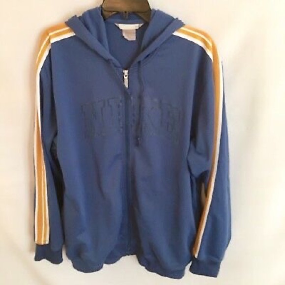 Nike Track Jacket XL Hooded blue with yellow trim - Picture 1 of 7